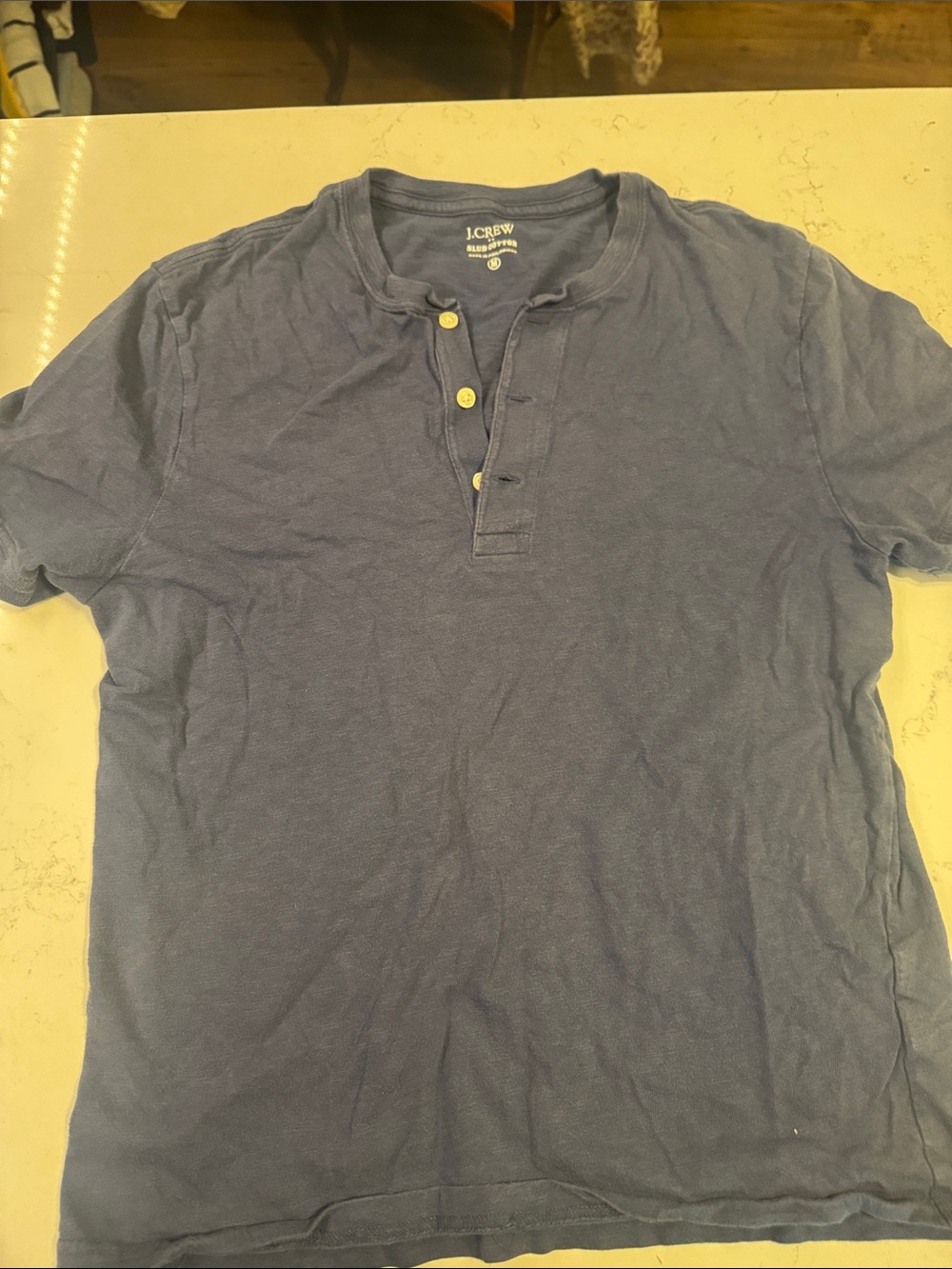 J. Crew Short Sleeve Henley T-Shirt in Blue